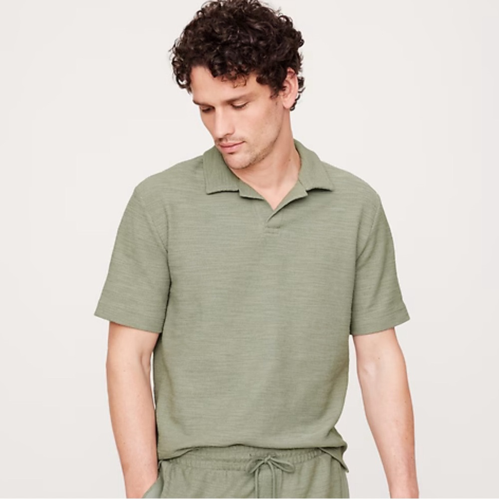 Banana Republic Slub Boucle Polo Shirt, Sprig Green